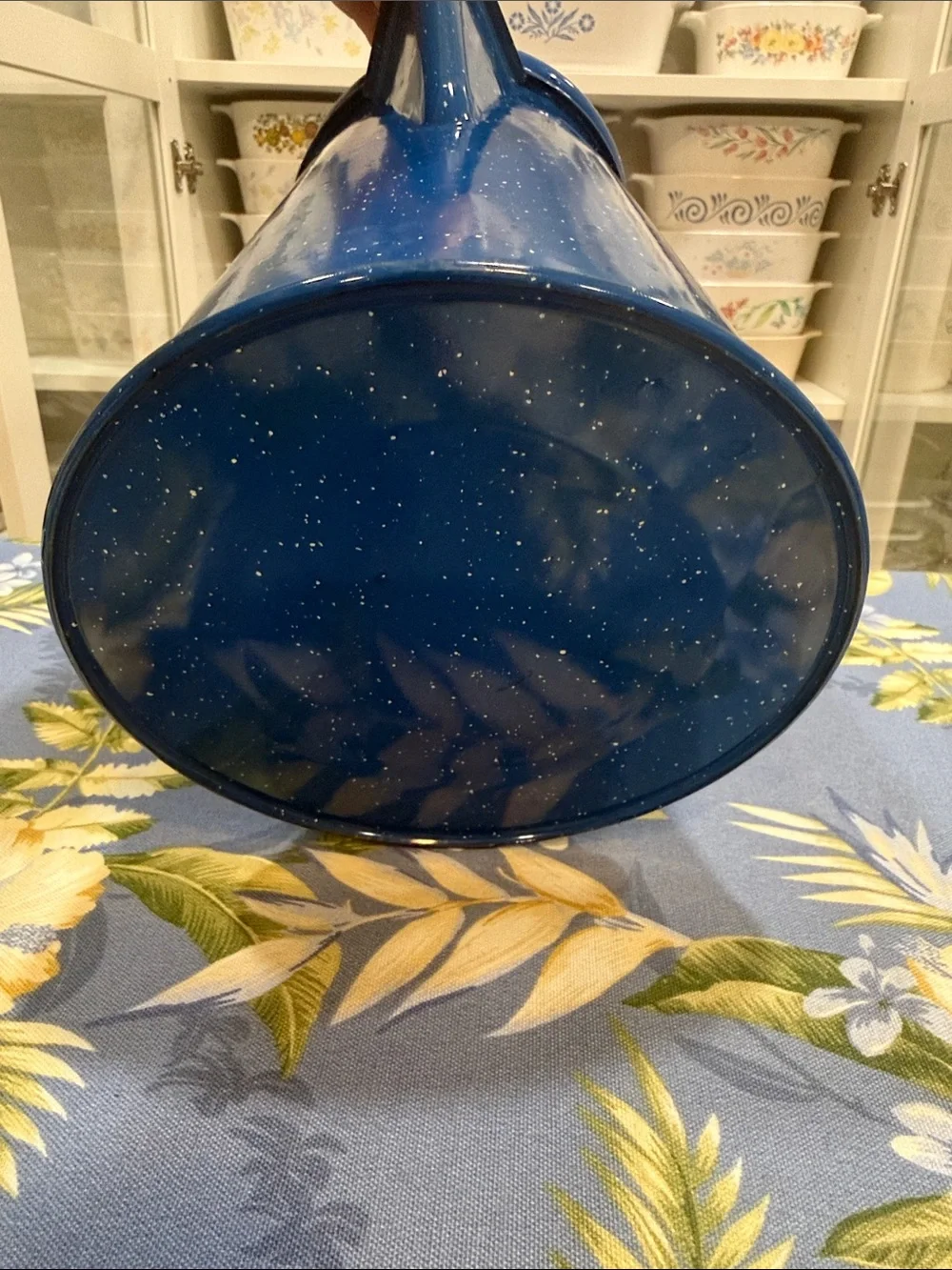 Blue Speckled Enamel Coffee Pot